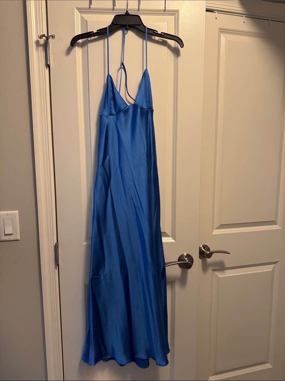 Satin Slip Maxi Dress in Bright Blue - Picture 2 of 4